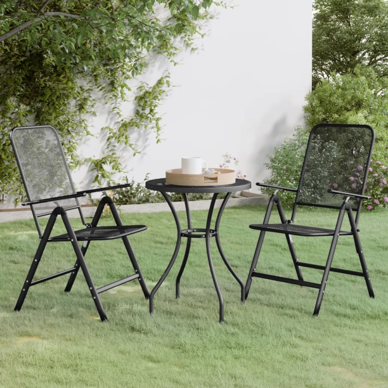 vidaXL Set de comedor de jardín 3 pzas malla metal expandido antracita vidaXL Set de comedor de jardín 3 pzas malla metal expandido antracita