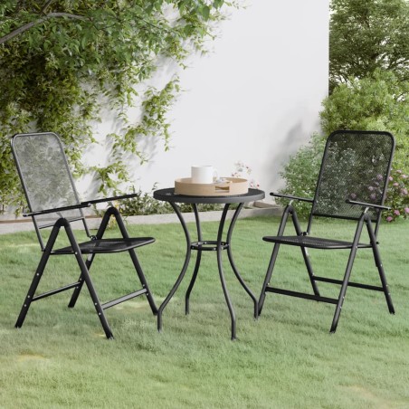 vidaXL Set de comedor de jardín 3 pzas malla metal expandido antracita