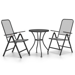 vidaXL Set de comedor de jardín 3 pzas malla metal expandido antracita