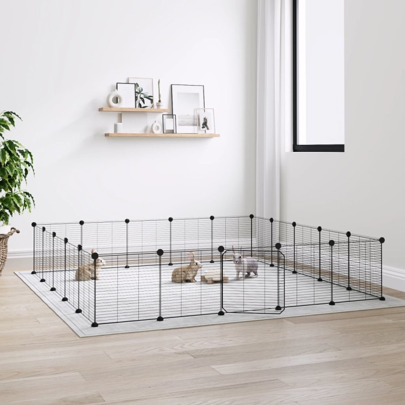 vidaXL Jaula para mascotas de 20 paneles puerta acero negro 35x35 cm vidaXL Jaula para mascotas de 20 paneles puerta acero negro 35x35 cm