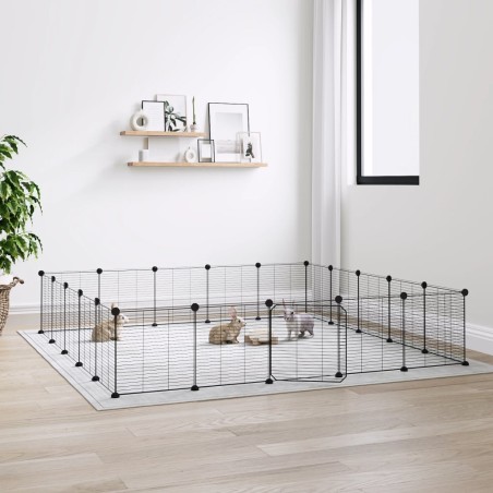 vidaXL Jaula para mascotas de 20 paneles puerta acero negro 35x35 cm