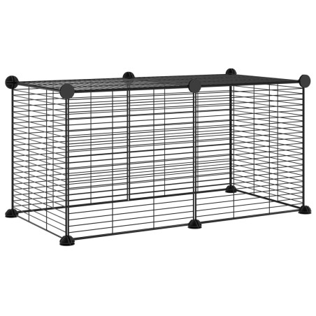 vidaXL Jaula para mascotas de 8 paneles acero negro 35x35cm