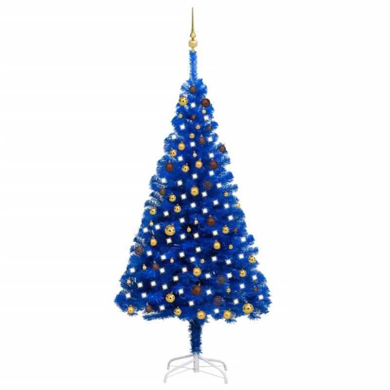 vidaXL Árbol de Navidad preiluminado con luces y bolas azul 210 cm vidaXL Árbol de Navidad preiluminado con luces y bolas azul 210 cm