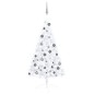 vidaXL Medio árbol de Navidad con luces y bolas blanco 120 cm vidaXL Medio árbol de Navidad con luces y bolas blanco 120 cm