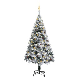 vidaXL Árbol de Navidad preiluminado con luces y bolas verde 180 cm