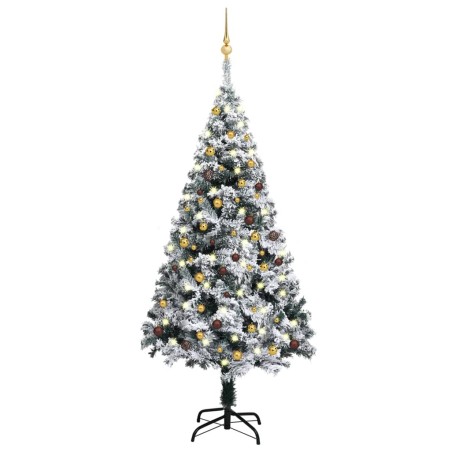 vidaXL Árbol de Navidad preiluminado con luces y bolas verde 180 cm