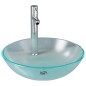 vidaXL Lavabo con grifo y tapón pulsador cristal templado esmerilado vidaXL Lavabo con grifo y tapón pulsador cristal templado esmerilado