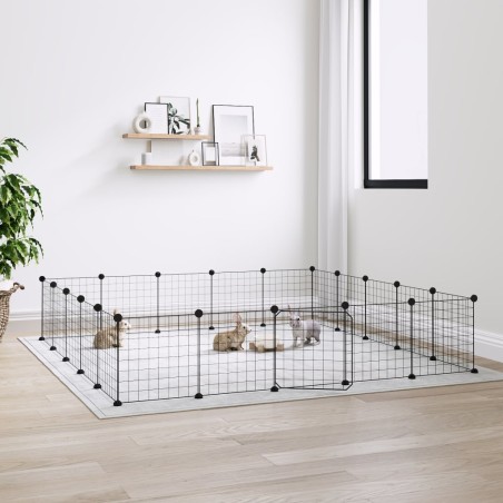 vidaXL Jaula para mascotas de 20 paneles puerta acero negro 35x35 cm