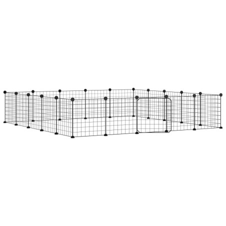 vidaXL Jaula para mascotas de 20 paneles puerta acero negro 35x35 cm