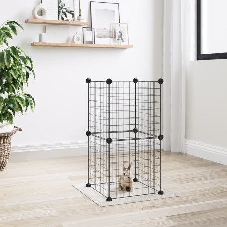 vidaXL Jaula para mascotas de 8 paneles acero negro 35x35cm