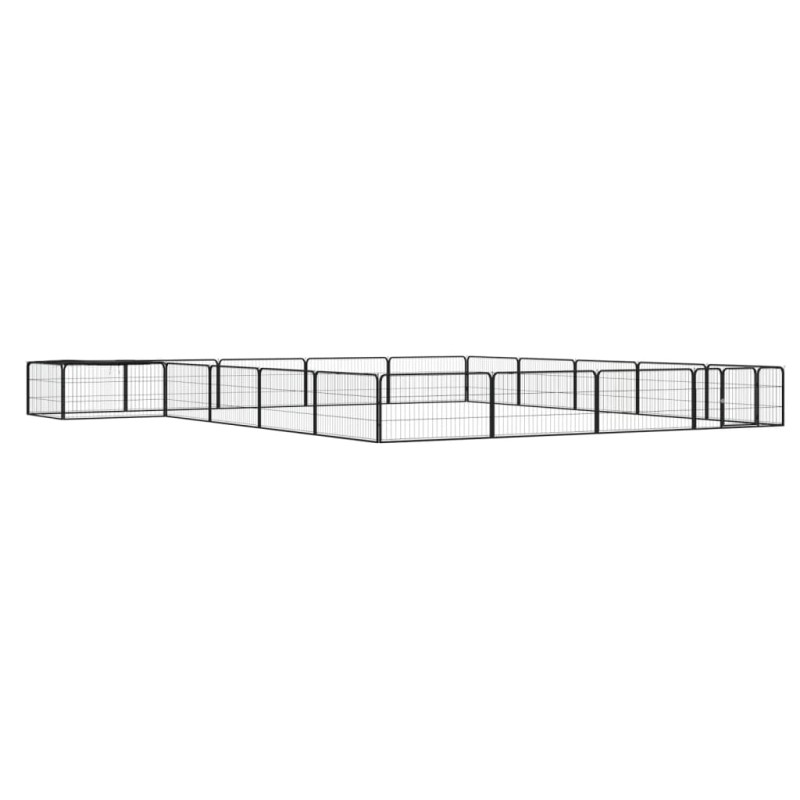 vidaXL Jaula perros 20 paneles acero recubierto polvo negro 100x50 cm vidaXL Jaula perros 20 paneles acero recubierto polvo negro 100x50 cm