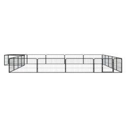 vidaXL Jaula perros 20 paneles acero recubierto polvo negro 100x50 cm