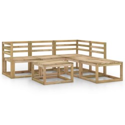 vidaXL Set de muebles de jardín 6 pzas madera de pino impregnada verde