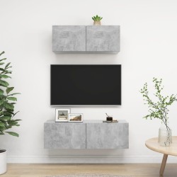 vidaXL Set de muebles de salón 2 pzas madera ingeniería gris hormigón