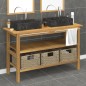 vidaXL Tocador de baño madera maciza de teca con lavabos mármol negro vidaXL Tocador de baño madera maciza de teca con lavabos mármol negro