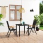 vidaXL Juego de comedor para jardín 3 piezas negro y marrón vidaXL Juego de comedor para jardín 3 piezas negro y marrón