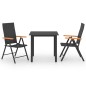 vidaXL Juego de comedor para jardín 3 piezas negro y marrón vidaXL Juego de comedor para jardín 3 piezas negro y marrón