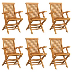 vidaXL Sillas de jardín plegables 6 unidades madera maciza de teca