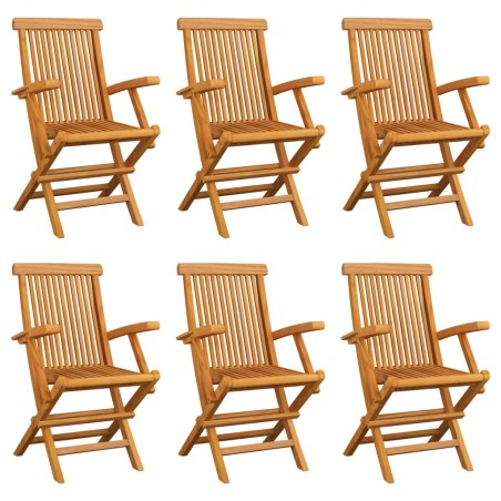 vidaXL Sillas de jardín plegables 6 unidades madera maciza de teca