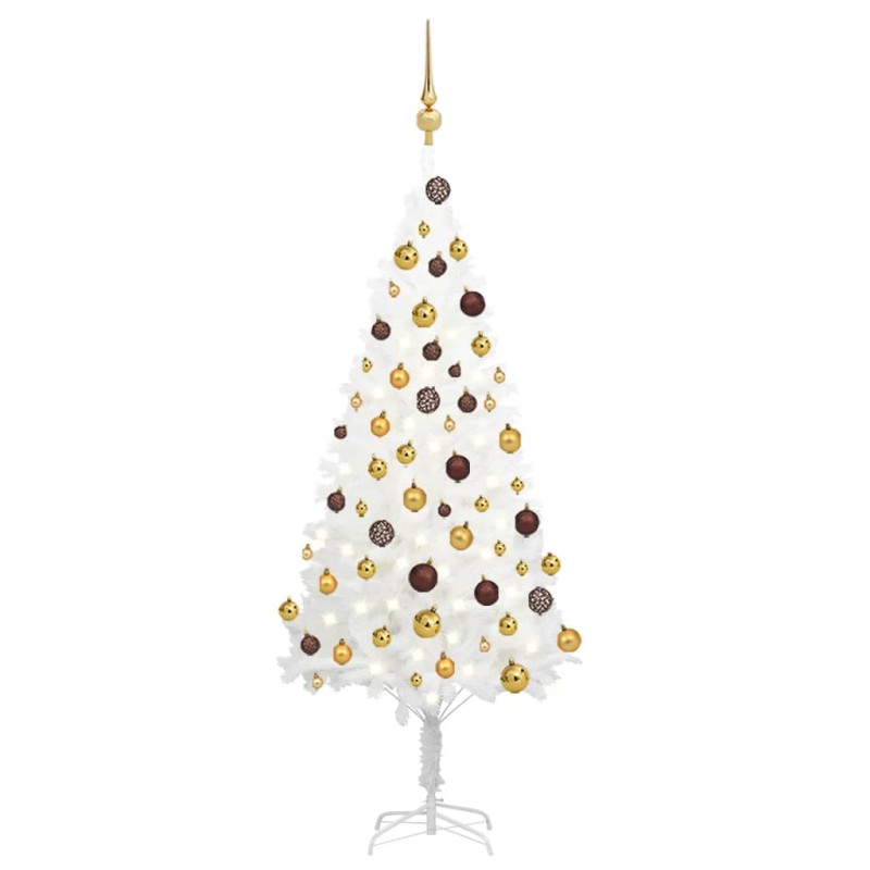 vidaXL Árbol de Navidad preiluminado con luces y bolas blanco 120 cm vidaXL Árbol de Navidad preiluminado con luces y bolas blanco 120 cm