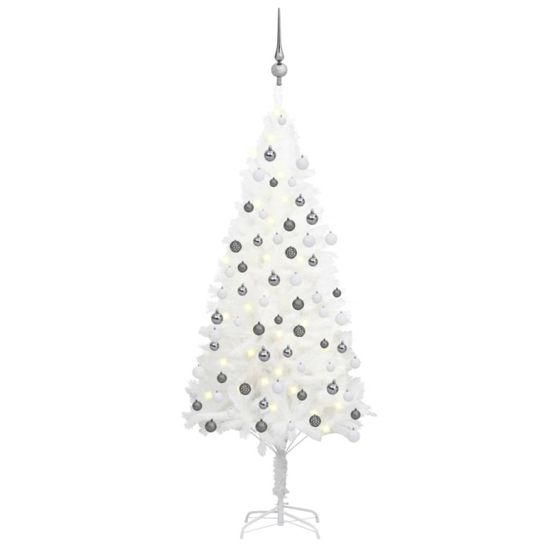 vidaXL Árbol de Navidad preiluminado con luces y bolas blanco 120 cm vidaXL Árbol de Navidad preiluminado con luces y bolas blanco 120 cm