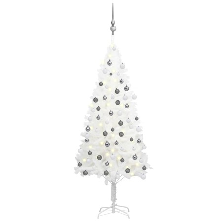 vidaXL Árbol de Navidad preiluminado con luces y bolas blanco 120 cm