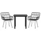 vidaXL Juego de comedor de jardín 3 piezas ratán sintético negro vidaXL Juego de comedor de jardín 3 piezas ratán sintético negro
