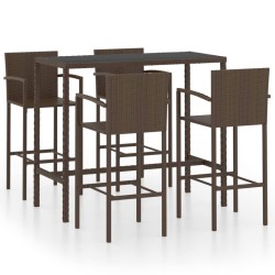 vidaXL Set de bar de jardín 5 piezas ratán sintético marrón
