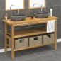 vidaXL Tocador de baño con lavabos piedra de río madera maciza de teca vidaXL Tocador de baño con lavabos piedra de río madera maciza de teca