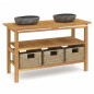 vidaXL Tocador de baño con lavabos piedra de río madera maciza de teca vidaXL Tocador de baño con lavabos piedra de río madera maciza de teca
