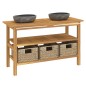 vidaXL Tocador de baño con lavabos piedra de río madera maciza de teca vidaXL Tocador de baño con lavabos piedra de río madera maciza de teca