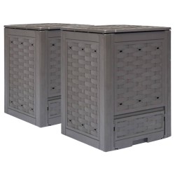 vidaXL Compostador de jardín 2 uds plástico ratán 60x60x83 cm 600 L