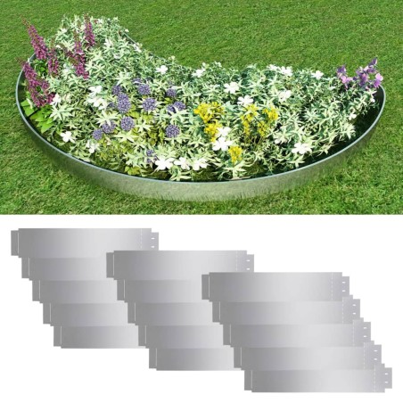 vidaXL Cercas para césped 15 piezas acero galvanizado 100x20cm
