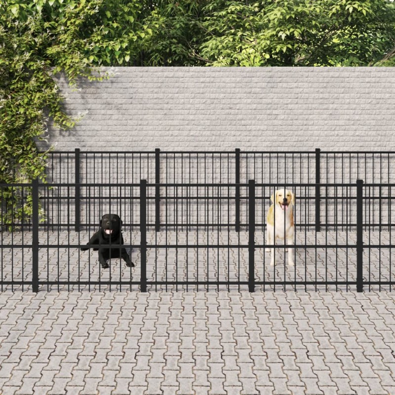 vidaXL Perrera de exterior de acero 14,11 m²
