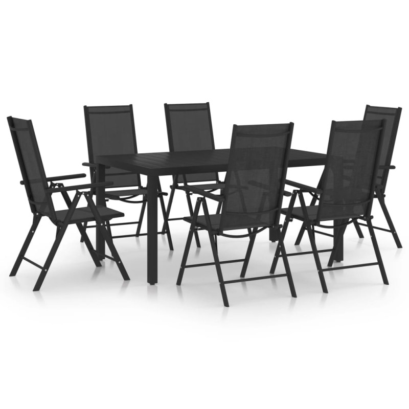 vidaXL Juego de comedor para jardín de 7 piezas aluminio negro vidaXL Juego de comedor para jardín de 7 piezas aluminio negro