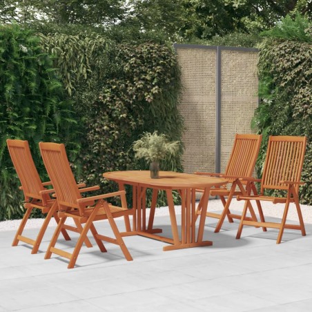vidaXL Juego de comedor para jardín 5 pzas madera maciza de eucalipto