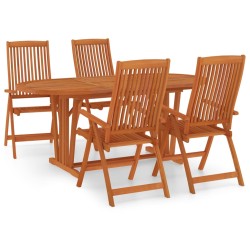 vidaXL Juego de comedor para jardín 5 pzas madera maciza de eucalipto