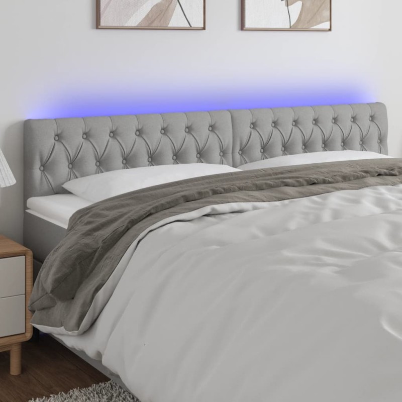 vidaXL Cabecero con LED de tela gris claro 180x7x78/88 cm vidaXL Cabecero con LED de tela gris claro 180x7x78/88 cm