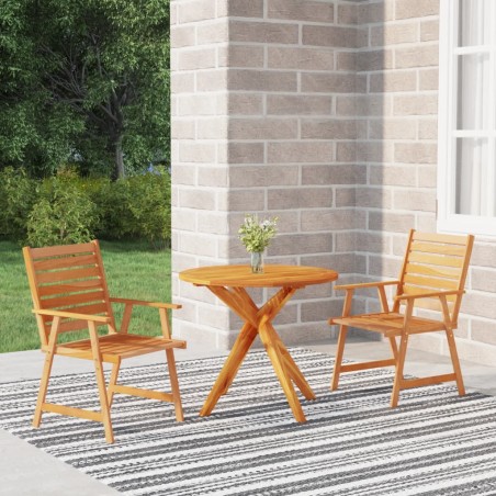 vidaXL Juego de comedor de jardín 3 piezas madera maciza de acacia