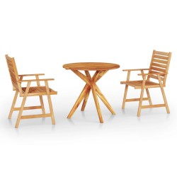 vidaXL Juego de comedor de jardín 3 piezas madera maciza de acacia
