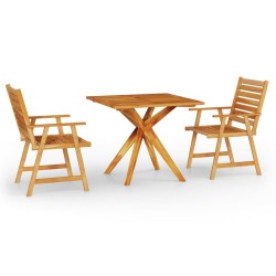 vidaXL Juego de comedor de jardín 3 piezas madera maciza de acacia
