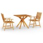 vidaXL Juego de comedor de jardín 3 piezas madera maciza de acacia