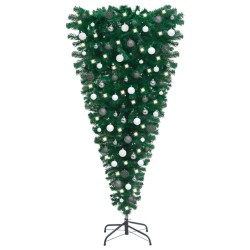 vidaXL Árbol de Navidad artificial invertido con luces y bolas 120 cm