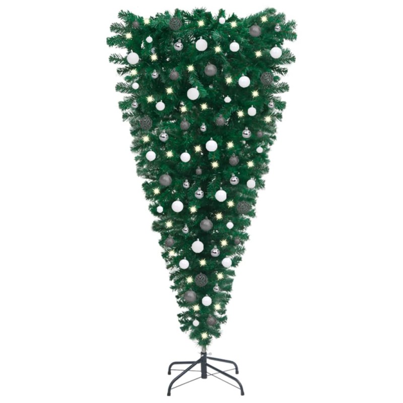 vidaXL Árbol de Navidad artificial invertido con luces y bolas 120 cm vidaXL Árbol de Navidad artificial invertido con luces y bolas 120 cm