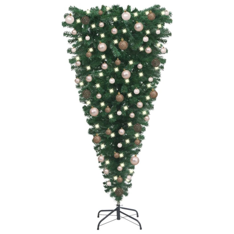 vidaXL Árbol de Navidad artificial invertido con LEDs y bolas 150 cm vidaXL Árbol de Navidad artificial invertido con LEDs y bolas 150 cm
