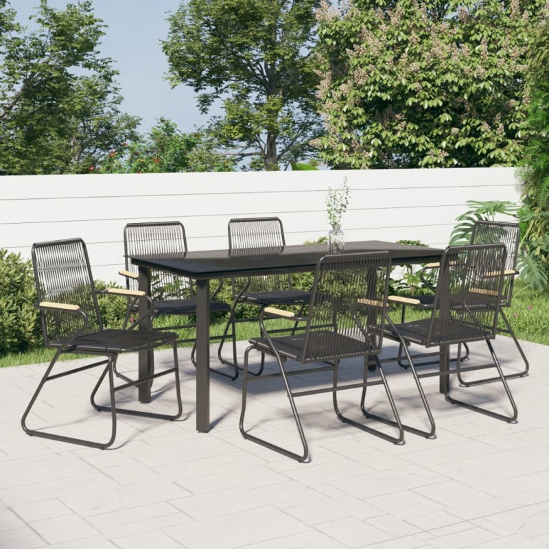 vidaXL Juego de comedor para jardín 7 piezas ratán PVC negro vidaXL Juego de comedor para jardín 7 piezas ratán PVC negro