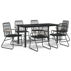 vidaXL Juego de comedor para jardín 7 piezas ratán PVC negro
