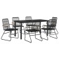vidaXL Juego de comedor para jardín 7 piezas ratán PVC negro vidaXL Juego de comedor para jardín 7 piezas ratán PVC negro