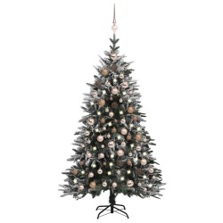 vidaXL Árbol de Navidad con LED, bolas y nieve flocada PVC y PE 180 cm
