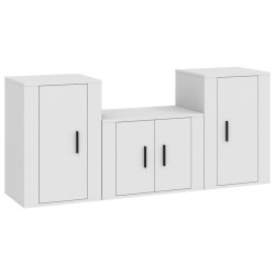 vidaXL Set de muebles de TV 3 piezas madera contrachapada blanco